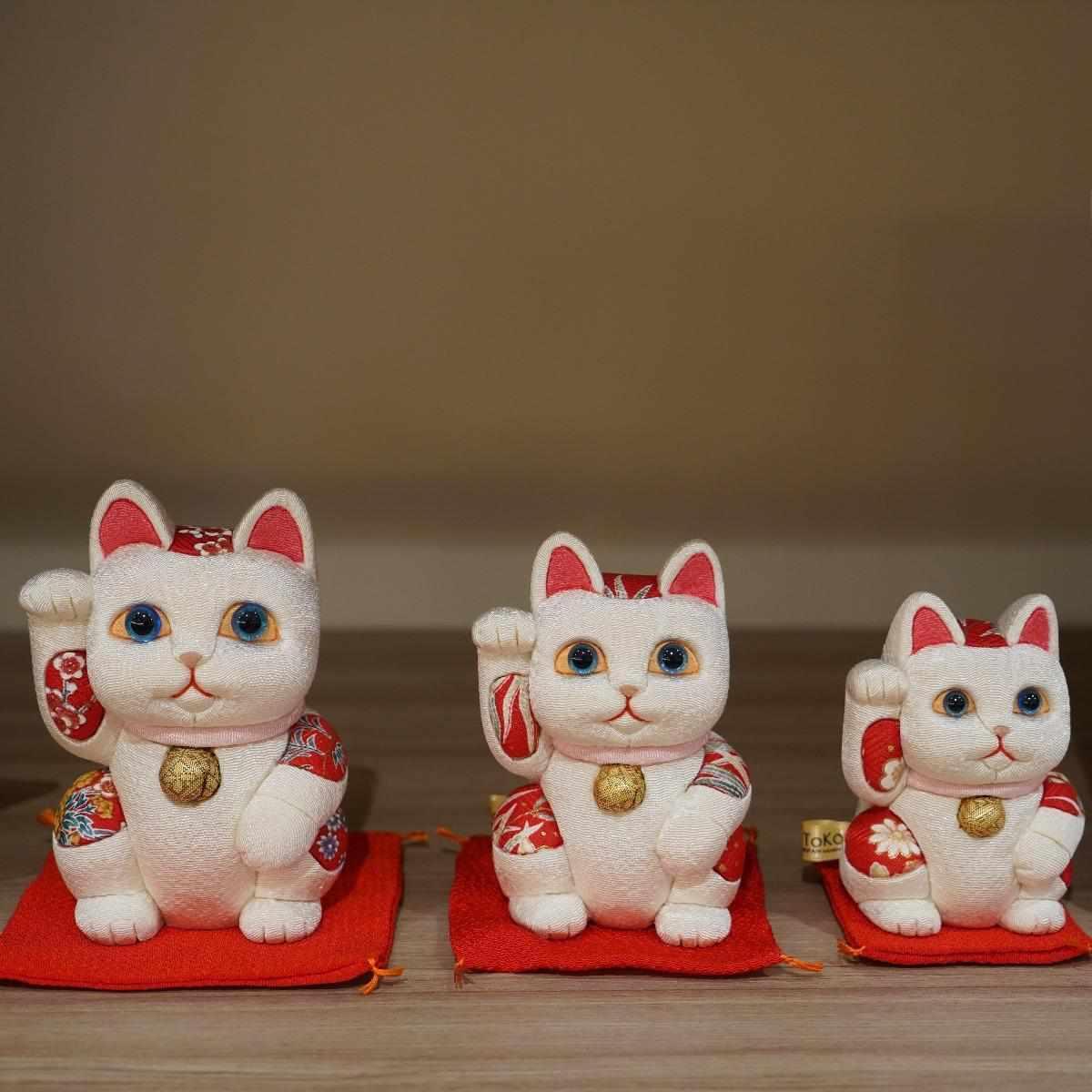 【招き猫】風水 (白) 無垢 リラックス | 江戸木目込み | 柿沼人形