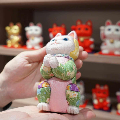 【招き猫 江戸木目込み】星に願いを ちりめん多色 日本製 柿沼人形 開運