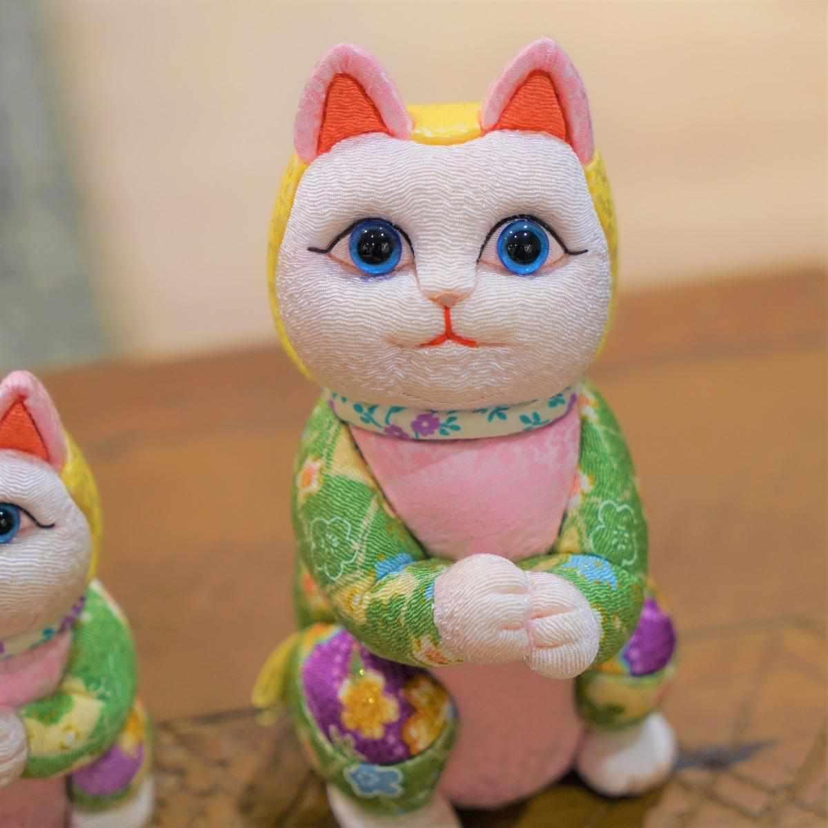 【招き猫 江戸木目込み】星に願いを ちりめん多色 日本製 柿沼人形 開運