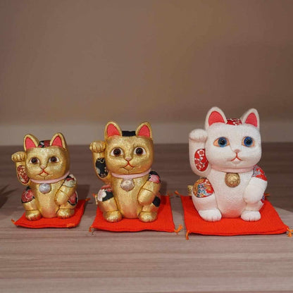 【招き猫 風水】金 金運 江戸木目込み 日本製 柿沼人形 開運