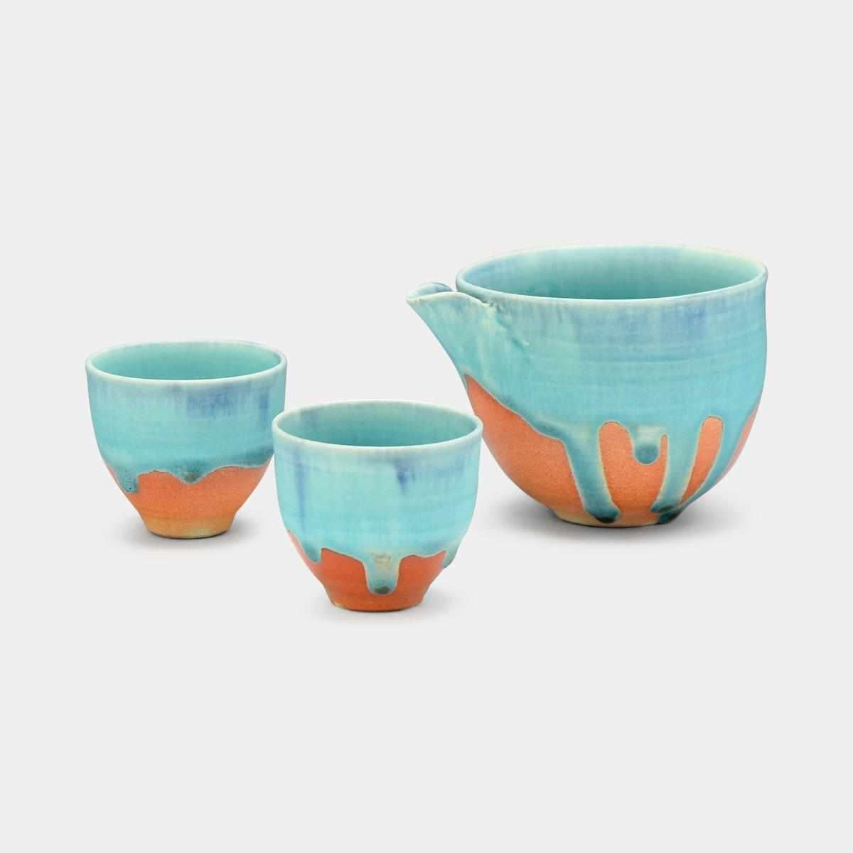 【酒器3点セット】HiBiKi 碧彩 片口 & ぐい吞み | 京焼-清水焼 | 大日