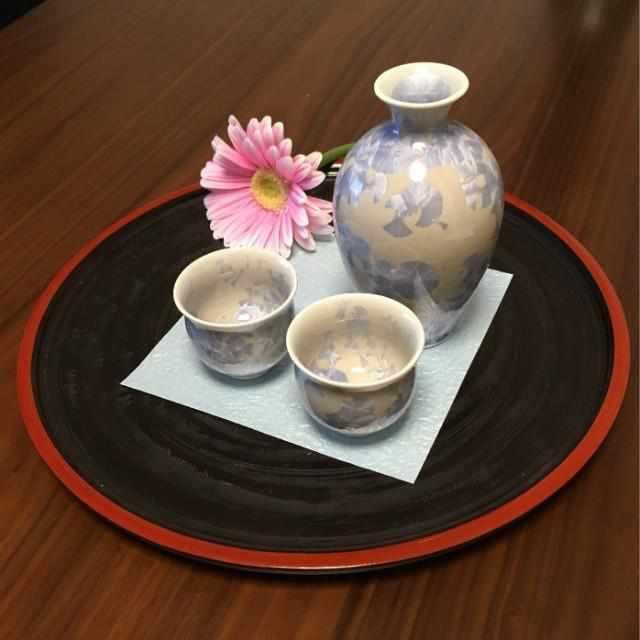 【酒器3点セット】花結晶 (銀藤) 徳利&ぐい吞 | 京焼-清水焼 | 陶葊