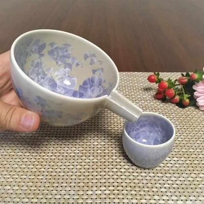 【酒器3点セット】花結晶 (銀藤) 片口&ぐい吞 | 京焼-清水焼 | 陶葊