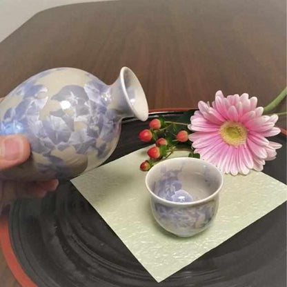 【酒器3点セット】花結晶 (銀藤) 徳利&ぐい吞 | 京焼-清水焼 | 陶葊