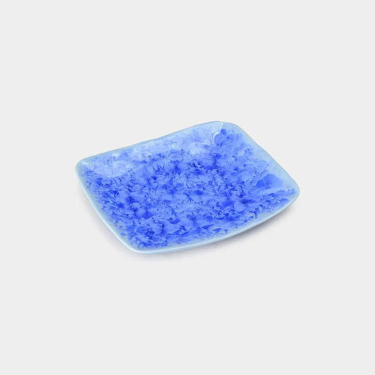【長角皿】花結晶 (青) | 京焼-清水焼 | 陶葊