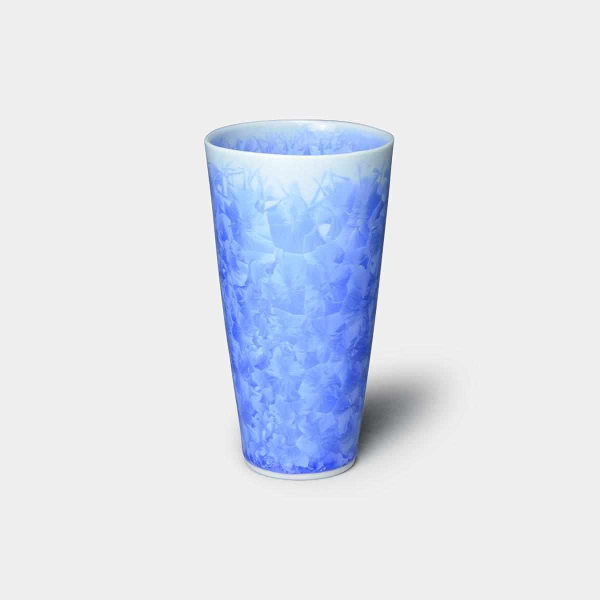 【ビールタンブラー】花結晶 (青) | 京焼-清水焼 | 陶葊
