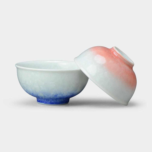 【茶碗2点セット】花結晶 (白地青赤) | 京焼-清水焼 | 陶葊