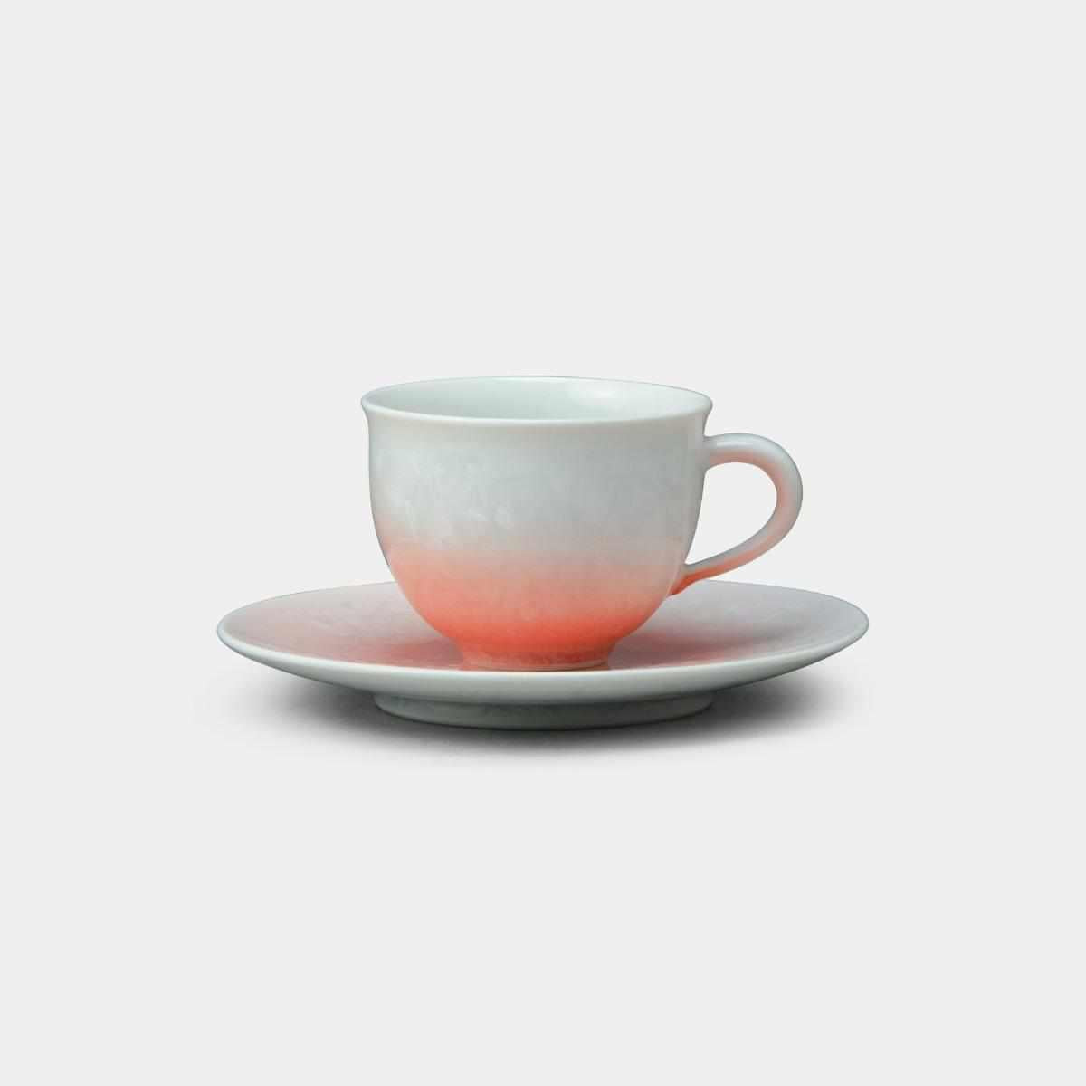 【コーヒーカップ】花結晶 (白地赤) | 京焼-清水焼 | 陶葊