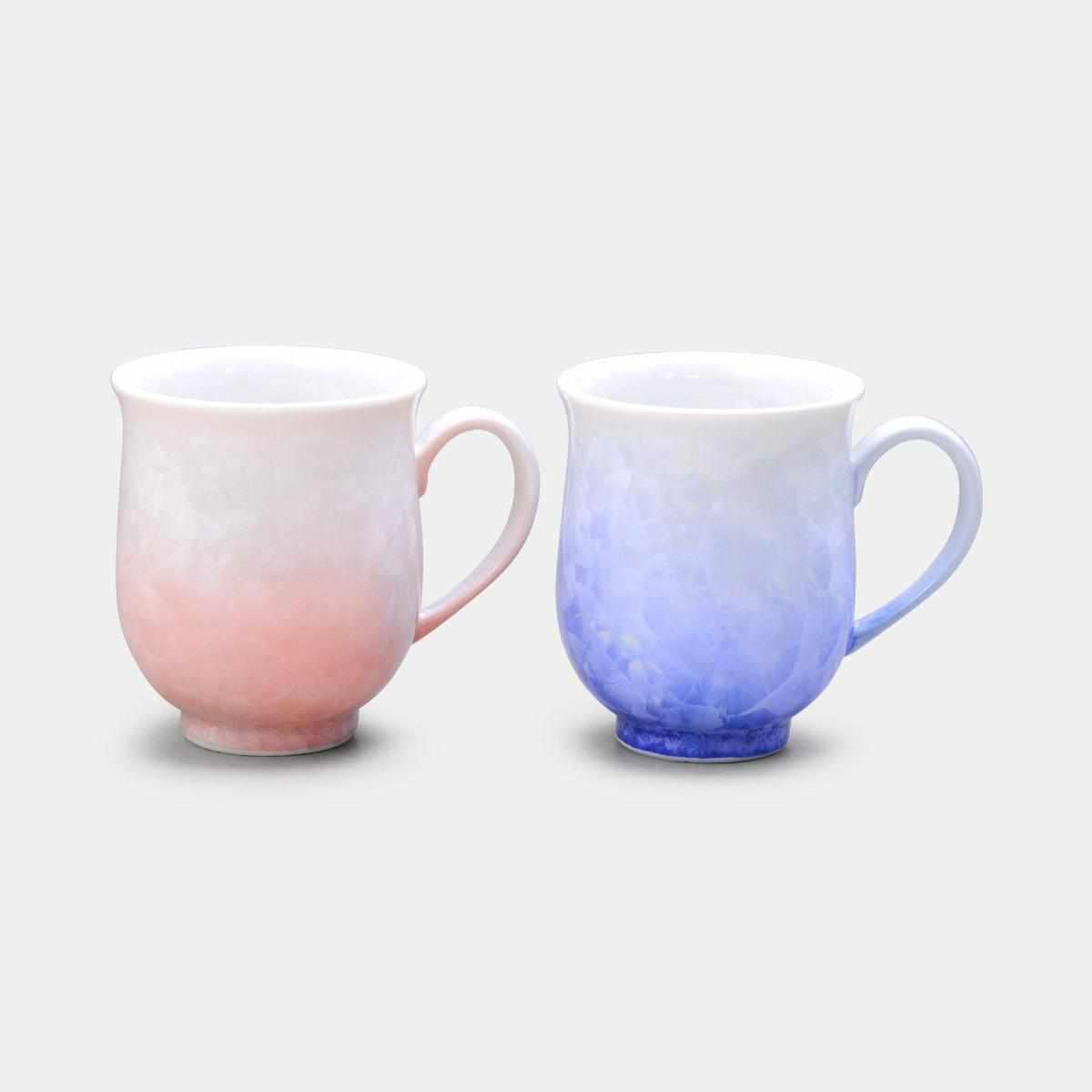 【マグカップ2点セット】花結晶 (白地青赤)  | 京焼-清水焼 | 陶葊