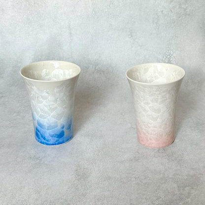 【フリーカップ2点セット】花結晶 (白地青赤) | 京焼-清水焼 | 陶葊