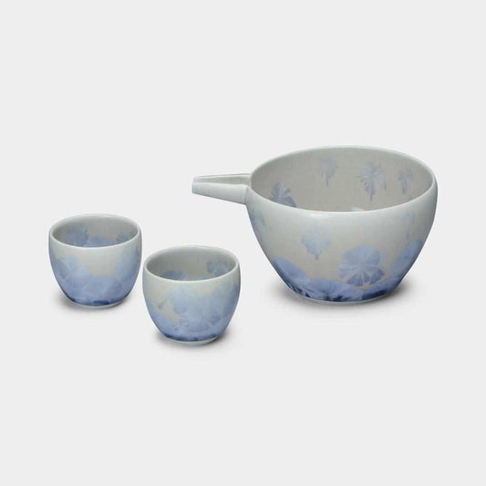 【酒器3点セット】花結晶 (銀藤) 片口&ぐい吞 | 京焼-清水焼 | 陶葊