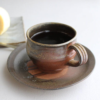【コーヒーカップ】ソーサ-付 | 備前焼 | 恒枝直豆