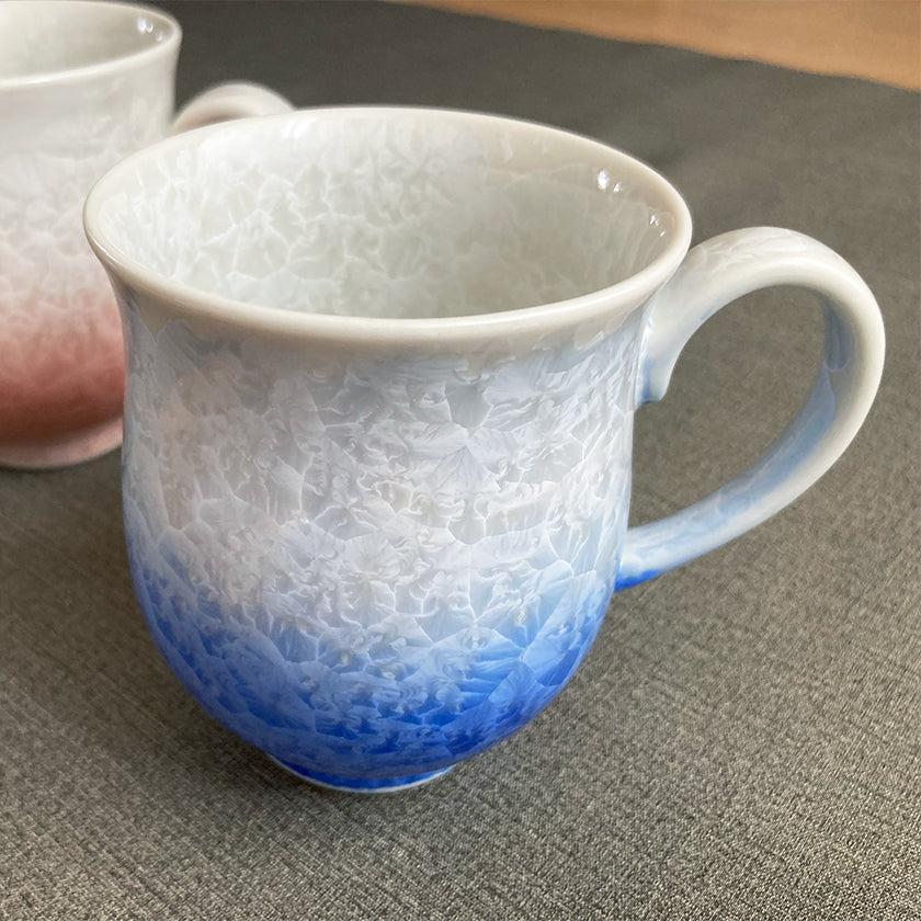 【マグカップ2点セット】花結晶 (白地青赤)  | 京焼-清水焼 | 陶葊
