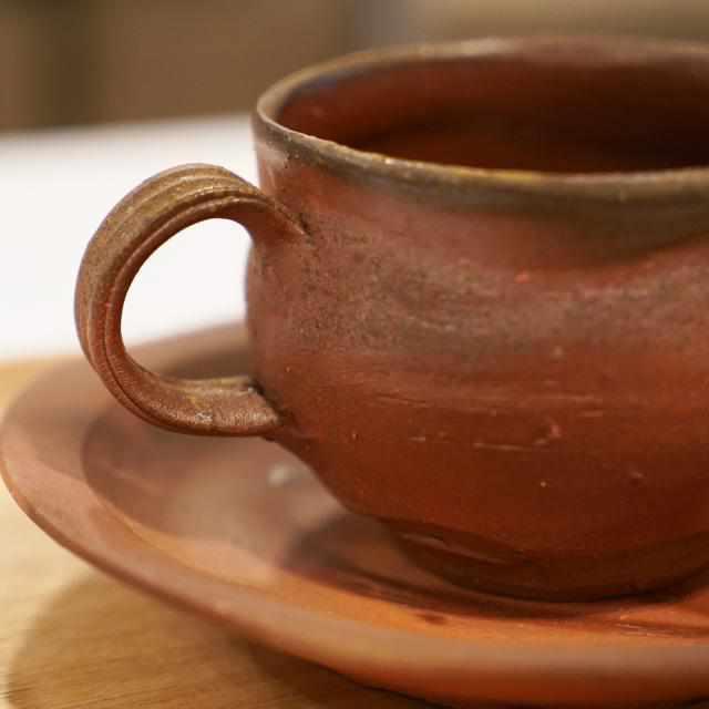 【コーヒーカップ】ソーサ-付 | 備前焼 | 恒枝直豆