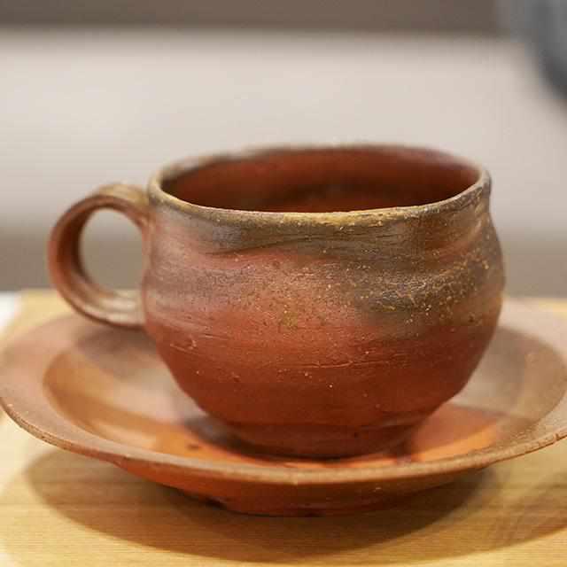 【コーヒーカップ】ソーサ-付 | 備前焼 | 恒枝直豆