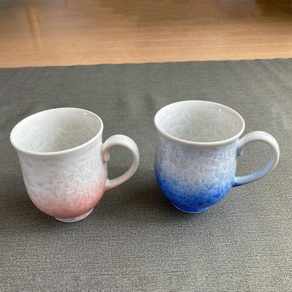 【マグカップ2点セット】花結晶 (白地青赤)  | 京焼-清水焼 | 陶葊