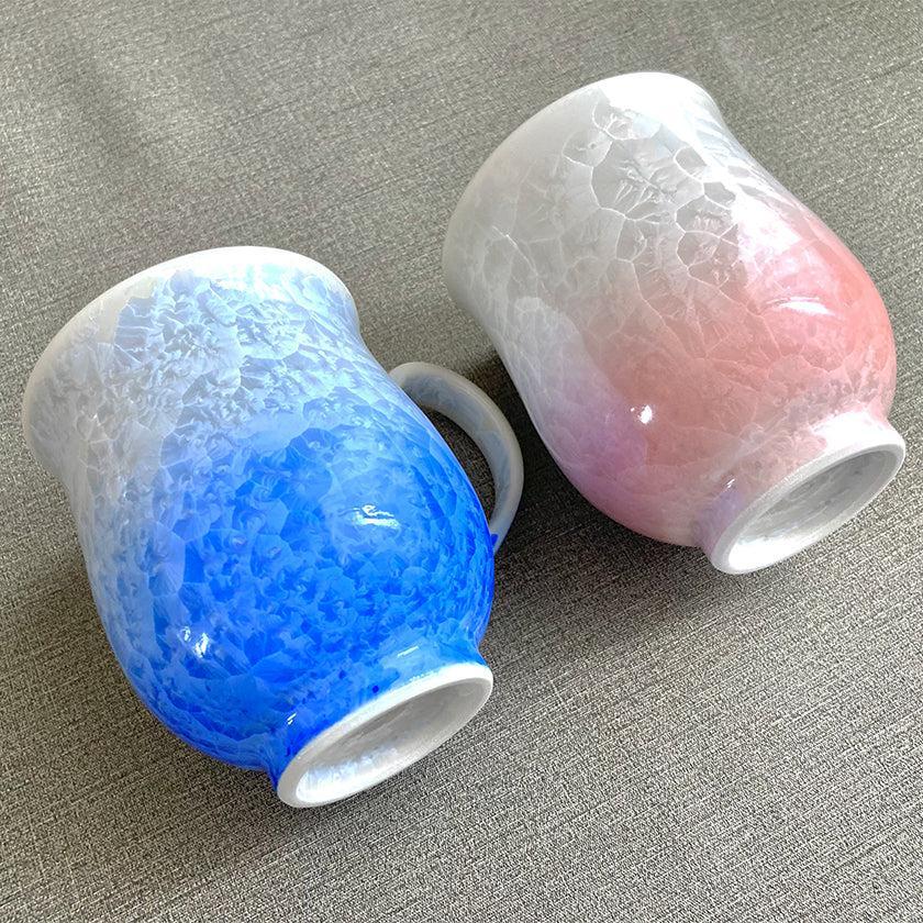 【マグカップ2点セット】花結晶 (白地青赤)  | 京焼-清水焼 | 陶葊