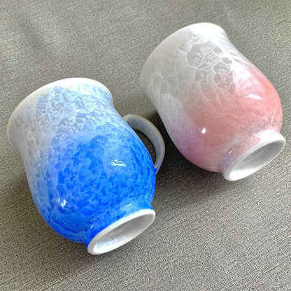 【マグカップ2点セット】花結晶 (白地青赤)  | 京焼-清水焼 | 陶葊