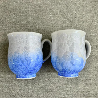 【マグカップ2点セット】花結晶 (白地青赤)  | 京焼-清水焼 | 陶葊