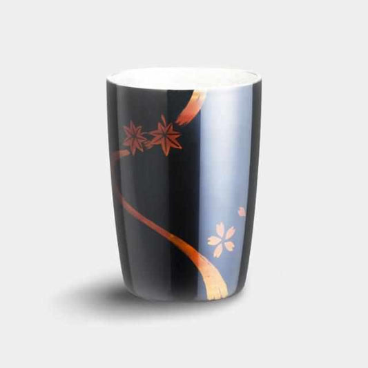 【カップ】越前仕上げ 白檀 流水春秋 黒 (大) | 大阪浪華錫器