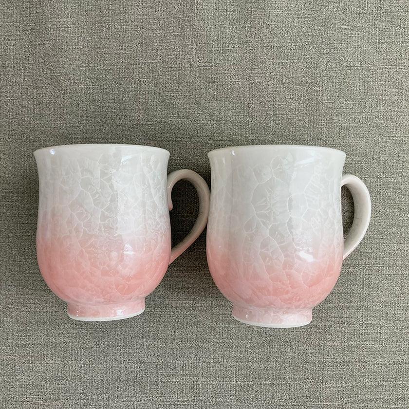 【マグカップ2点セット】花結晶 (白地青赤)  | 京焼-清水焼 | 陶葊