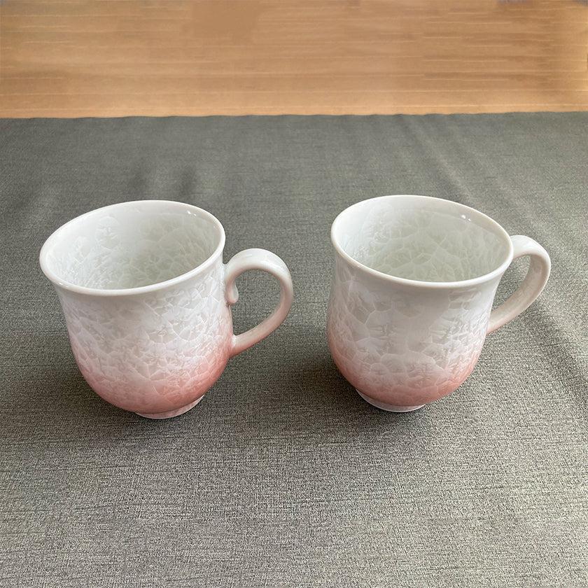 【マグカップ2点セット】花結晶 (白地青赤)  | 京焼-清水焼 | 陶葊