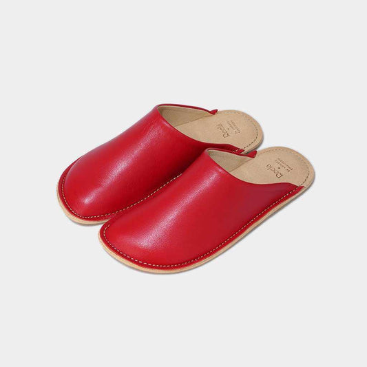 【スリッパ】Reela 本革スムース ルームサボ(レッド)23.0~24.0cm