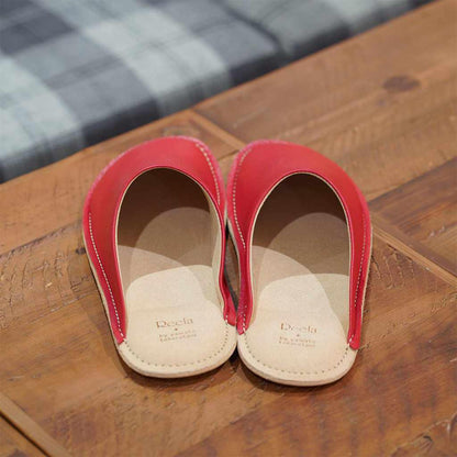 【スリッパ】Reela 本革スムース ルームサボ(レッド)23.0~24.0cm
