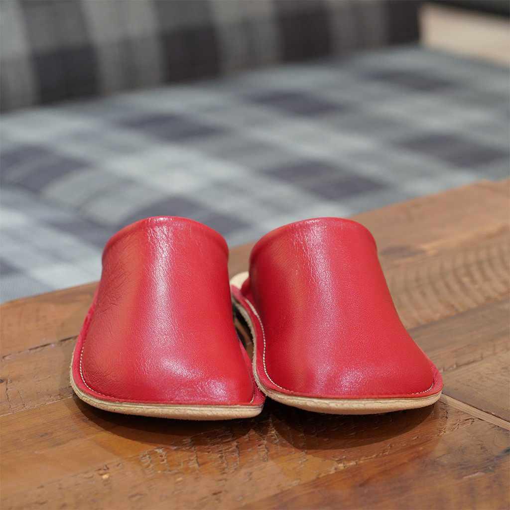 【スリッパ】Reela 本革スムース ルームサボ(レッド)23.0~24.0cm