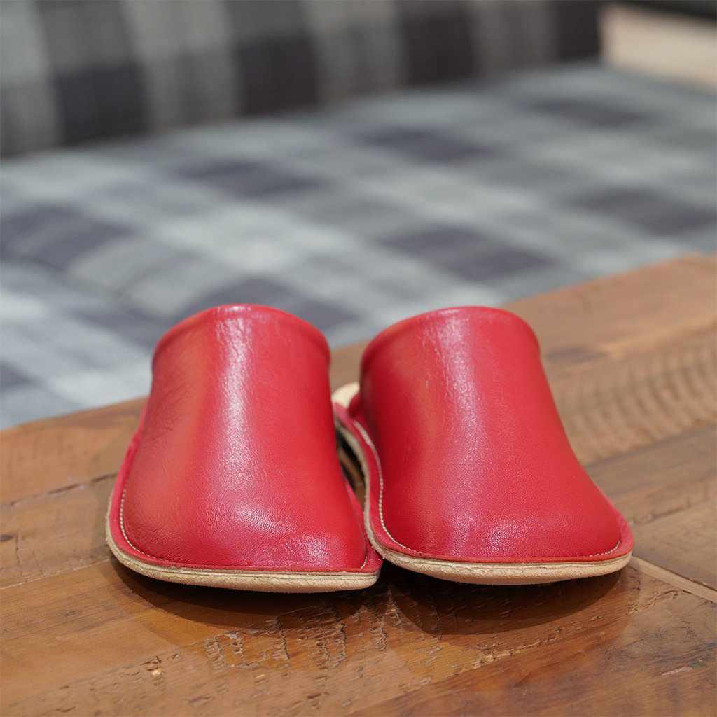 【スリッパ】Reela 本革スムース ルームサボ(レッド)23.0~24.0cm