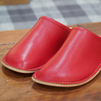 【スリッパ】Reela 本革スムース ルームサボ(レッド)23.0~24.0cm