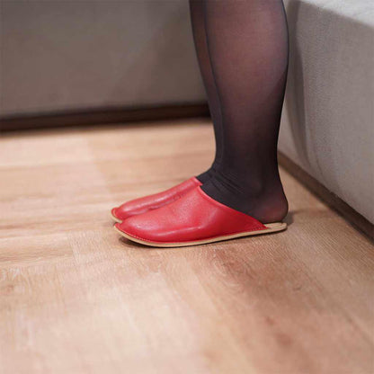 【スリッパ】Reela 本革スムース ルームサボ(レッド)23.0~24.0cm