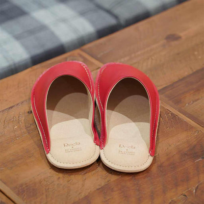 【スリッパ】Reela 本革スムース ルームサボ(レッド)23.0~24.0cm