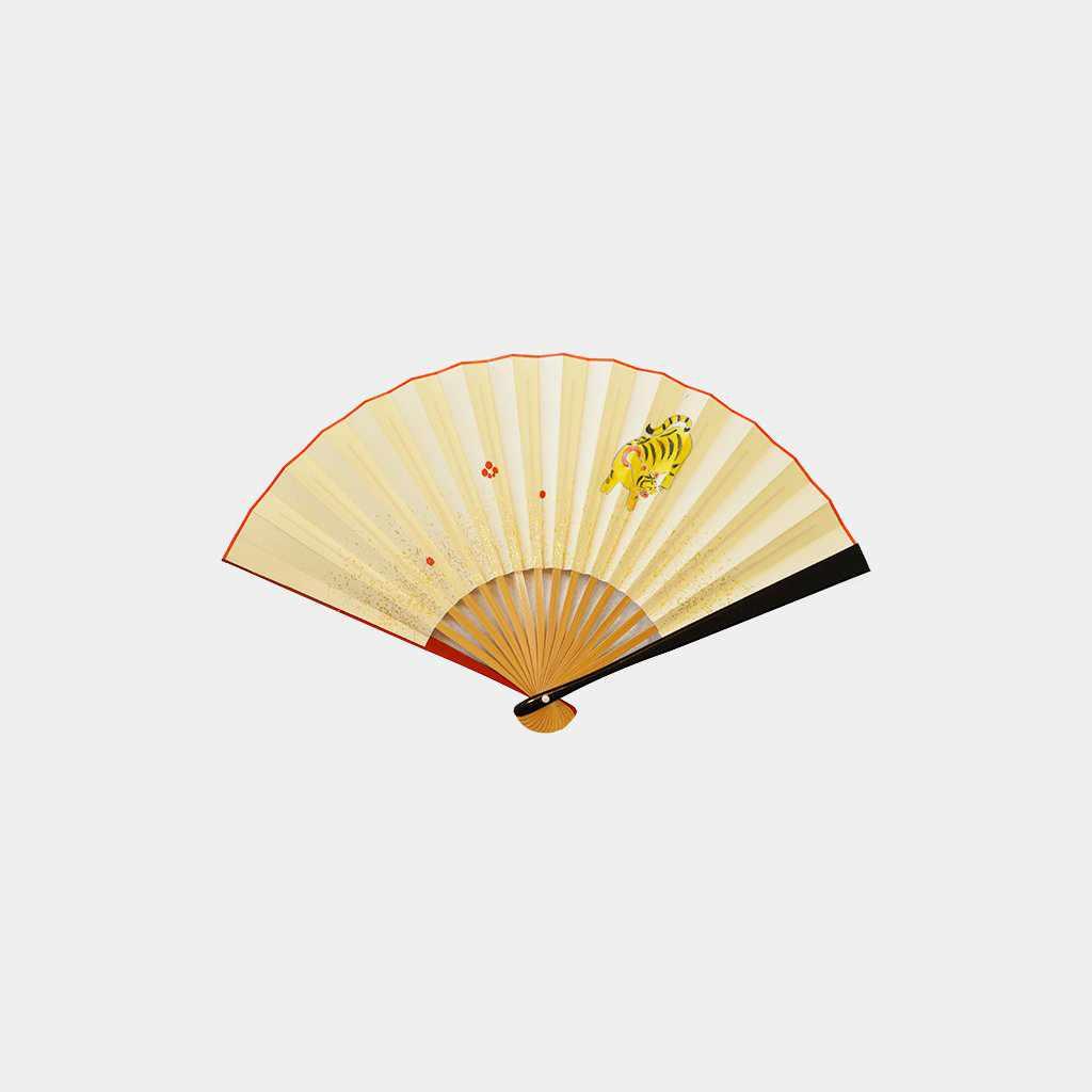 【扇子】女持 干支扇子 虎 黒塗天紅 | 江戸扇子|雲錦堂 深津扇子店