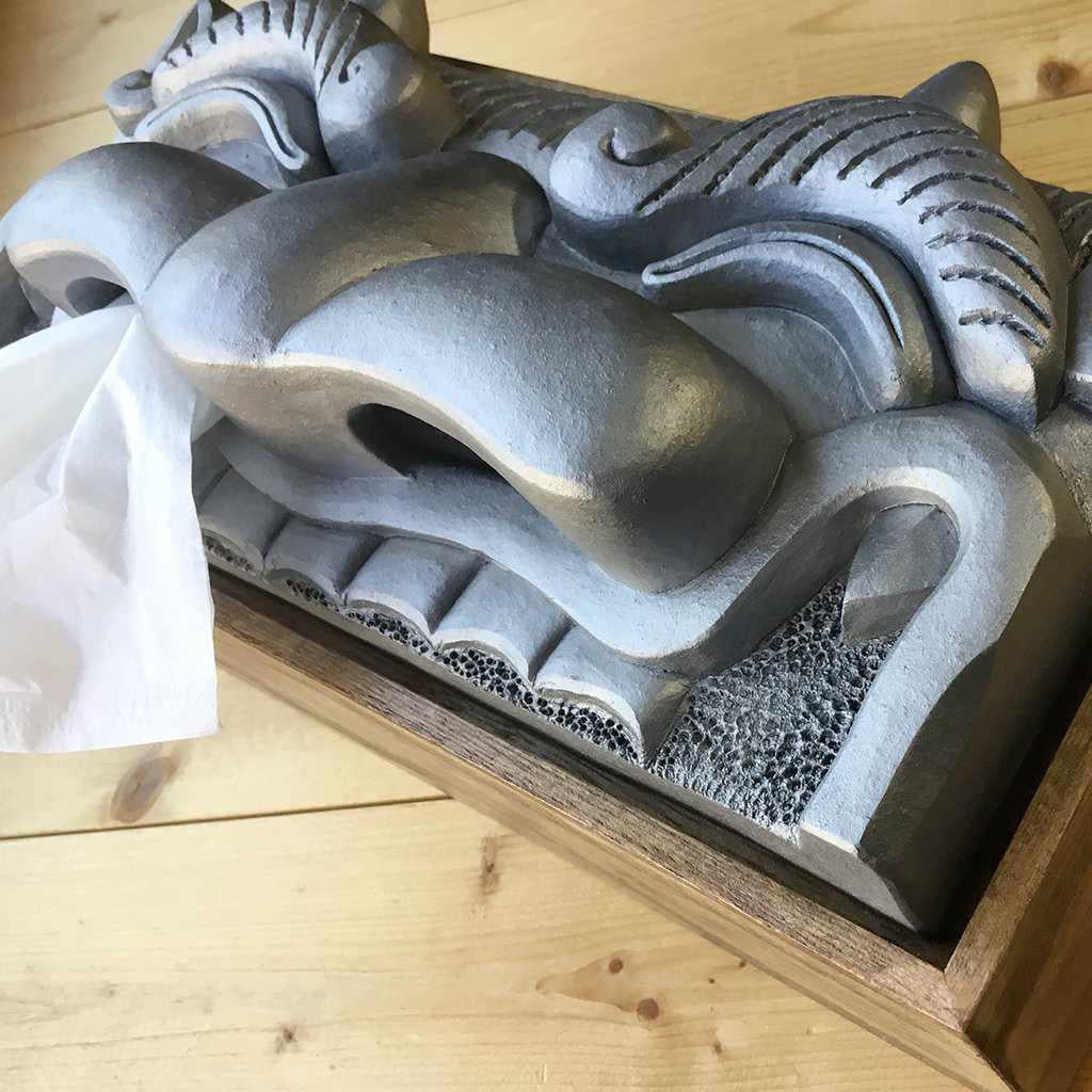 【三州鬼瓦】鬼福製鬼瓦所 ティッシュケース(笑顔の鬼瓦)