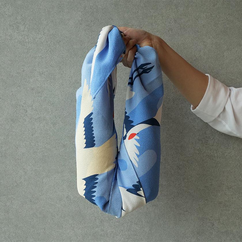 【風呂敷】鶴霞 たづかすみ (二越ちりめん96cm) | 超撥水加工| 朝倉染布