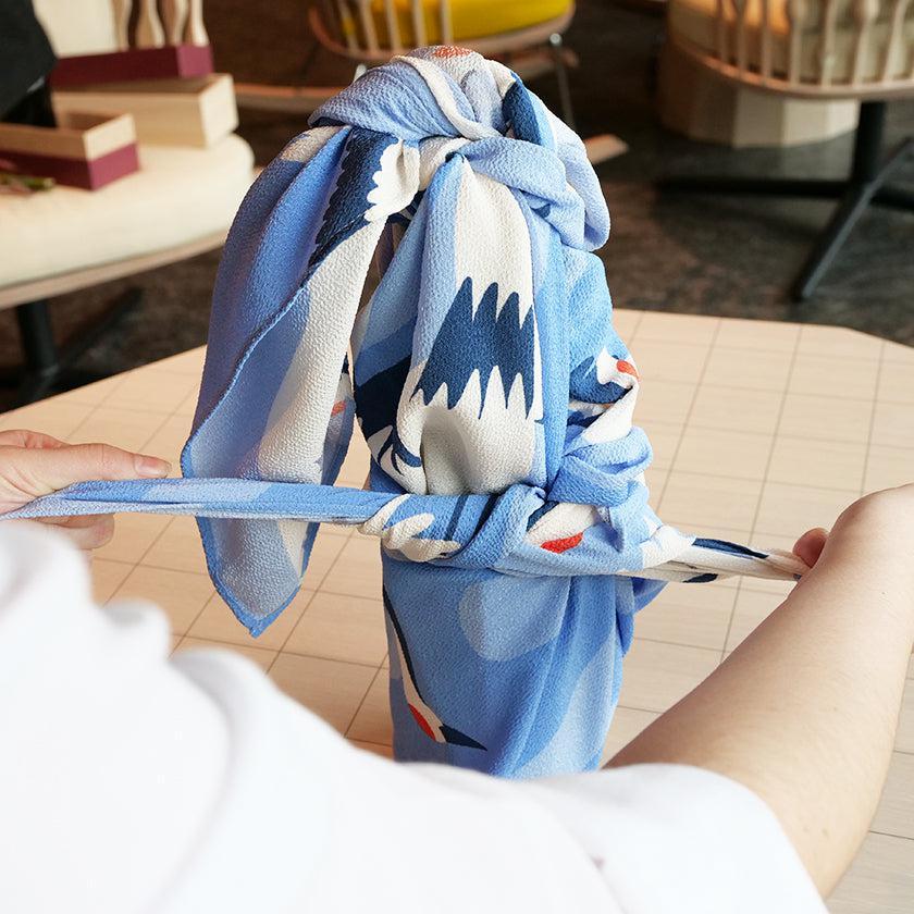 【風呂敷】鶴霞 たづかすみ (二越ちりめん96cm) | 超撥水加工| 朝倉染布