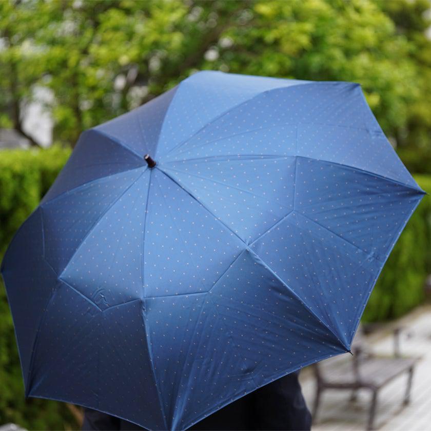 【雨傘】紳士 ピンドット 折りたたみ (ネイビー) | 東京洋傘 | 宮内庁御用達 前原光榮傘商店
