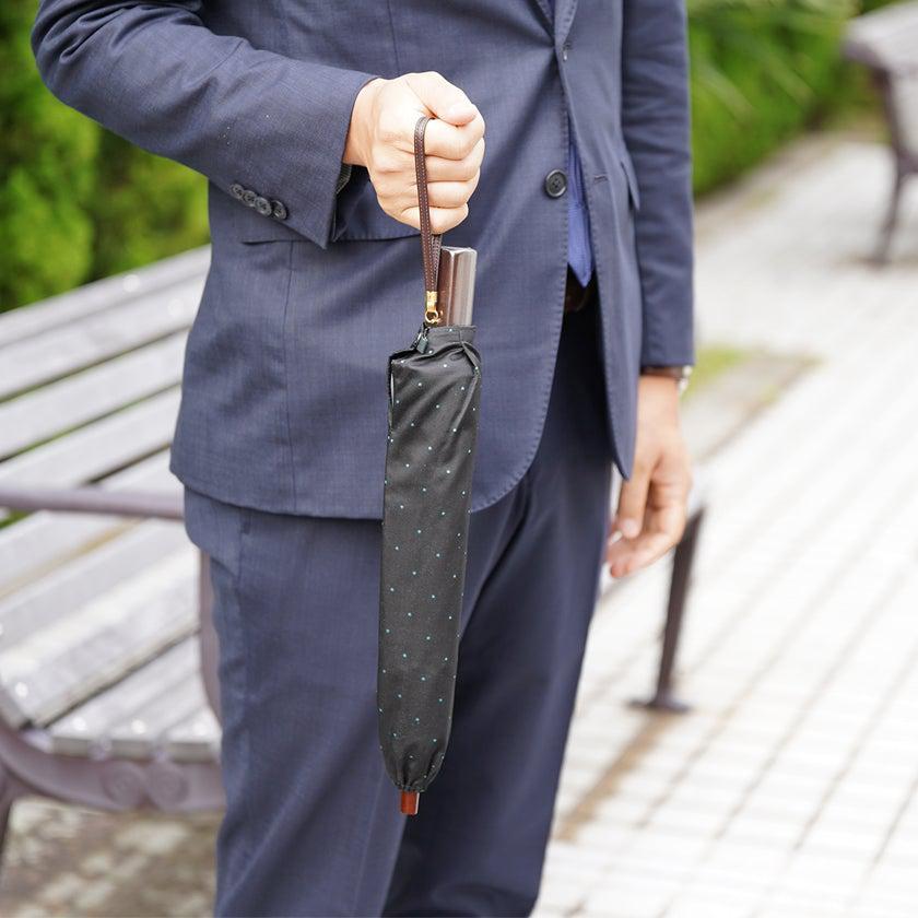 【雨傘】紳士 ピンドット 折りたたみ (ブラック) | 東京洋傘 | 宮内庁御用達 前原光榮傘商店