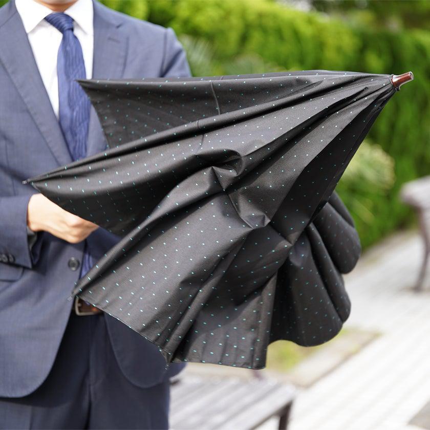 【雨傘】紳士 ピンドット 折りたたみ (ブラック) | 東京洋傘 | 宮内庁御用達 前原光榮傘商店