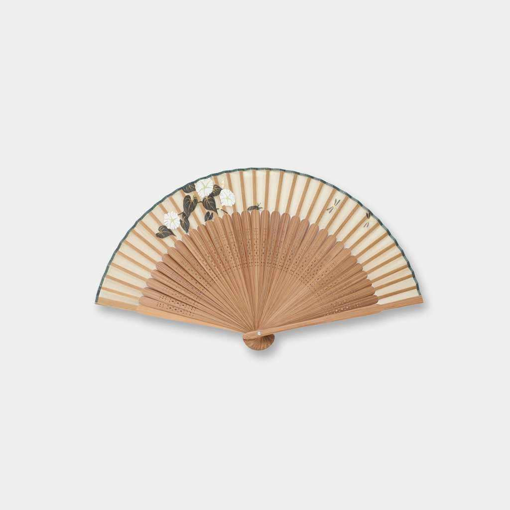 【扇子】女物 絹扇 白朝顔の咲く | 京扇子 | 大西常商店