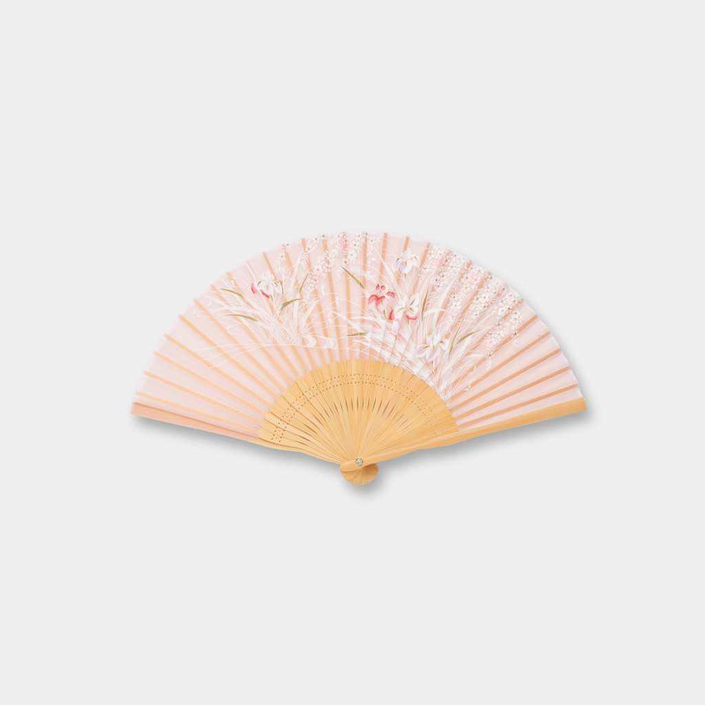 【扇子】女物 絹扇 あやめ 桃色 | 京扇子 | 大西常商店