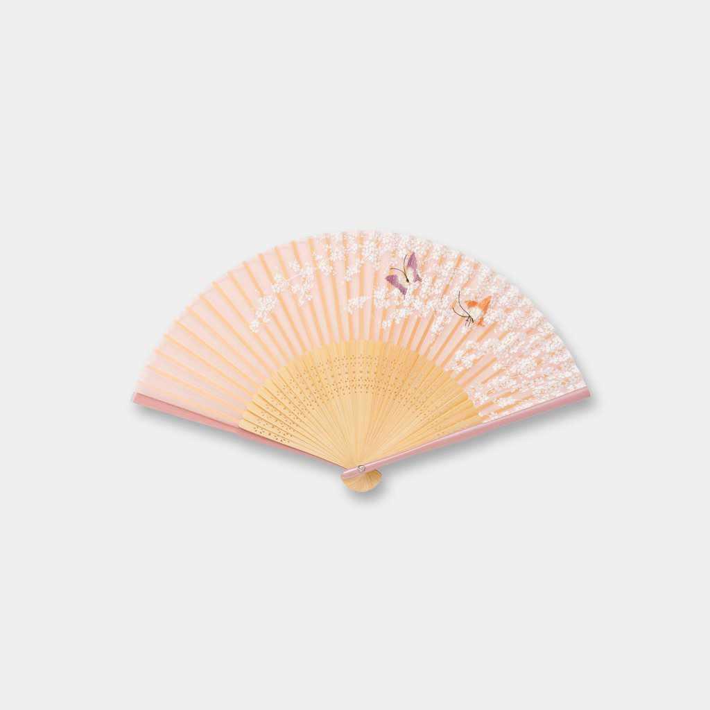 【扇子】女物 絹扇 花に集う胡蝶 桃色 | 京扇子 | 大西常商店
