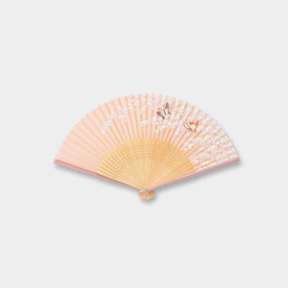 【扇子】女物 絹扇 花に集う胡蝶 桃色 | 京扇子 | 大西常商店