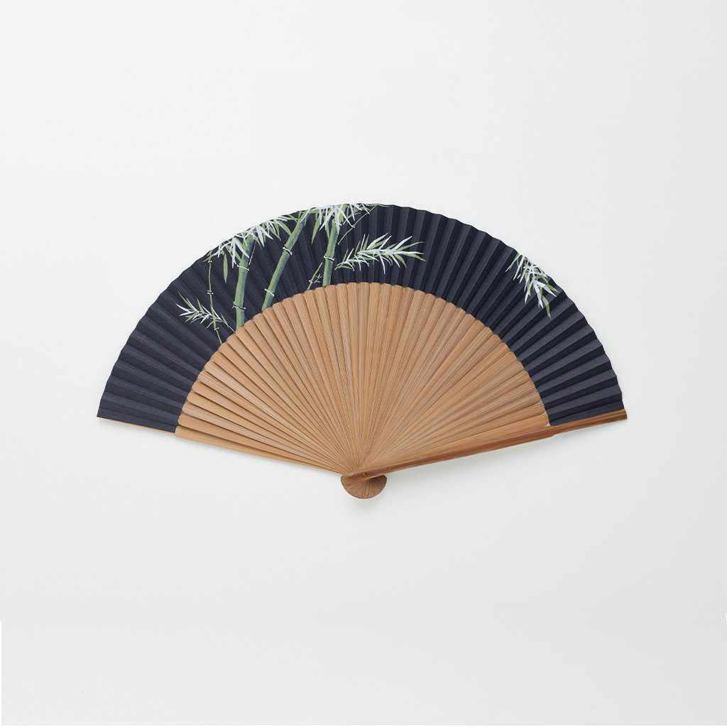 【扇子】男物 紙扇 染和紙 竹林 大短地 | 京扇子 | 大西常商店