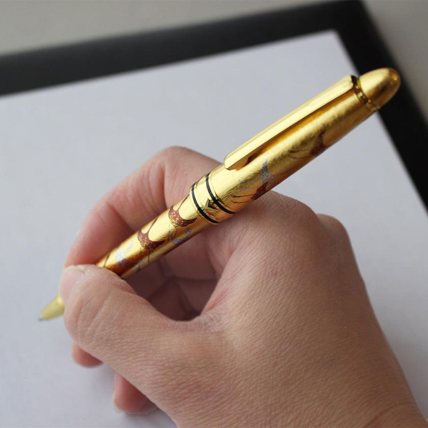 【蒔絵ボールペン 金沢箔】千羽鶴 金 日本製 伝統工芸 高級筆記具 名入れ対応