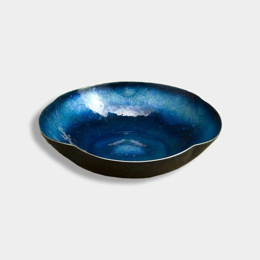 【お皿】菓子器 宙(紺) | 無線銀貼七宝