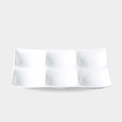 【美濃焼】マルモ加藤陶器 白磁 コケワ 6つ仕切り皿