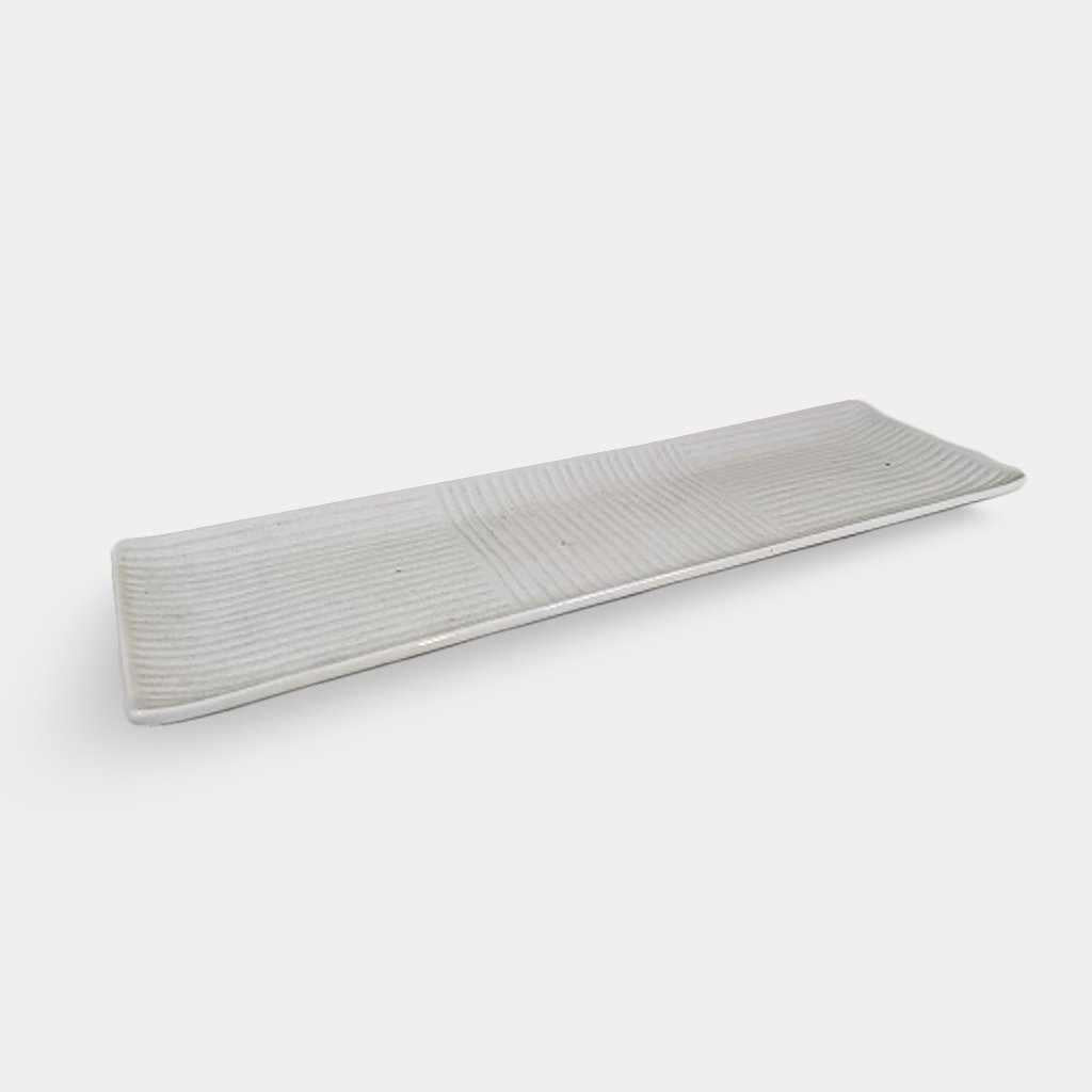 【美濃焼】マルモ加藤陶器 櫛目サンマ皿 白
