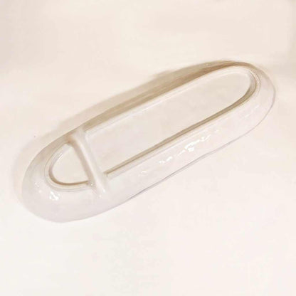 【美濃焼】マルモ加藤陶器 舟型仕切り付き長皿 白